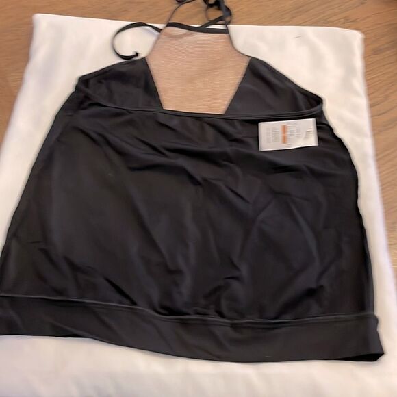 LISA VOGEL LUXE TWO PIECE HIGH NECK TANKINI. BLACK WITH COPPER/BRONZE. … - Picture 9 of 9